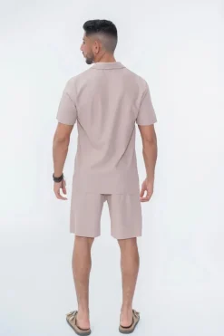 Ensemble uni plissé chemise et short