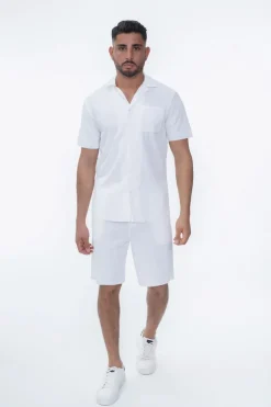 Ensemble uni plissé chemise et short
