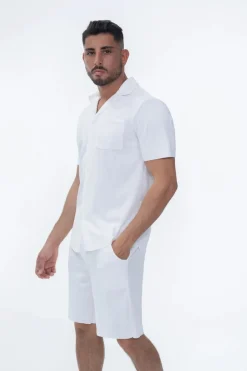 Ensemble uni plissé chemise et short