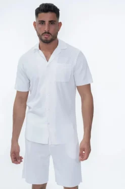 Ensemble uni plissé chemise et short