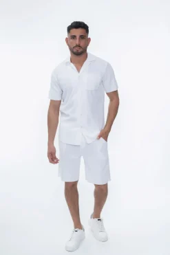 Ensemble uni plissé chemise et short