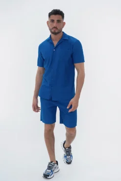 Ensemble uni plissé chemise et short