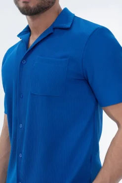 Ensemble uni plissé chemise et short