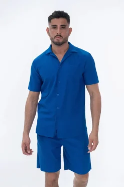 Ensemble uni plissé chemise et short