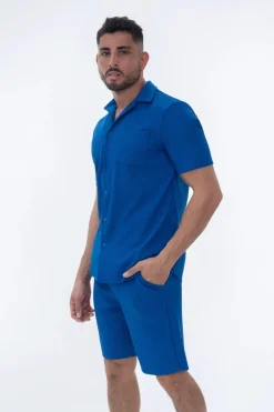 Ensemble uni plissé chemise et short