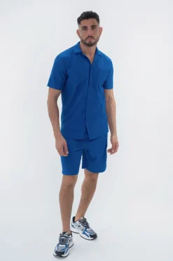 Ensemble uni plissé chemise et short