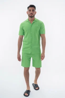 Ensemble uni plissé chemise et short