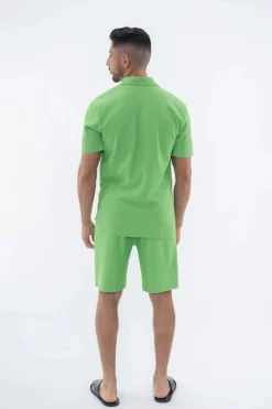Ensemble uni plissé chemise et short