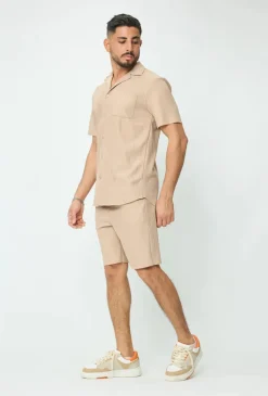Ensemble uni plissé chemise et short