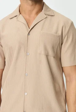 Ensemble uni plissé chemise et short
