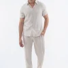 Ensemble uni rayé chemise pantalon