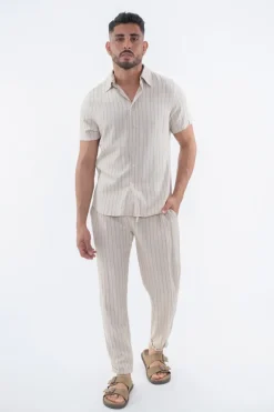 Ensemble uni rayé chemise pantalon