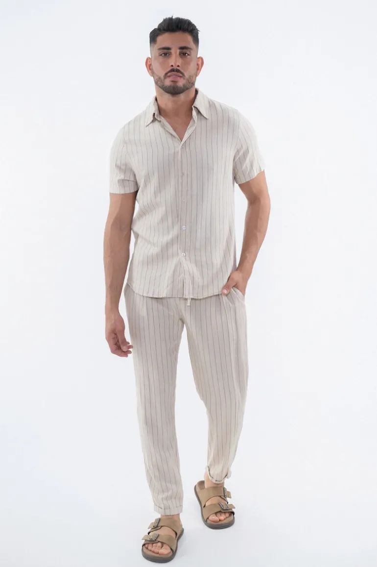 Ensemble uni rayé chemise pantalon