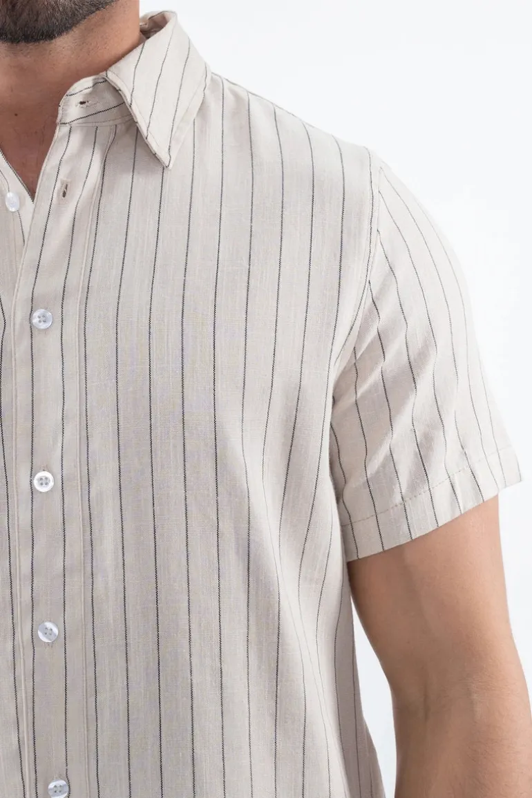 Ensemble uni rayé chemise pantalon
