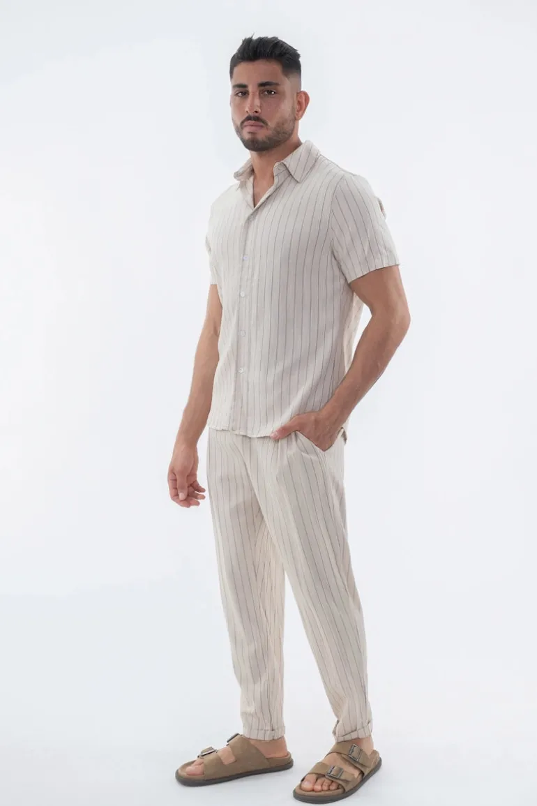 Ensemble uni rayé chemise pantalon