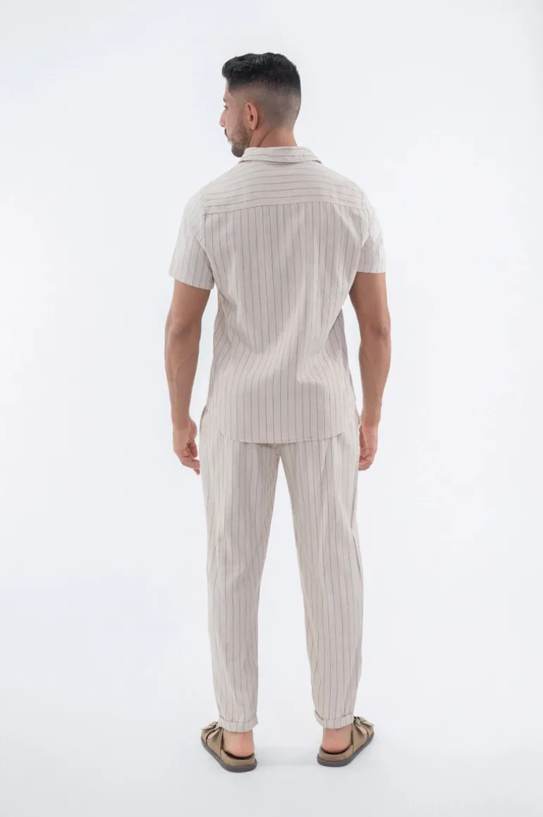 Ensemble uni rayé chemise pantalon