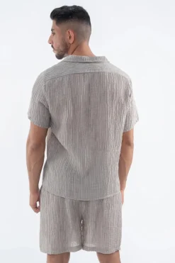 Ensemble uni texturé chemise short