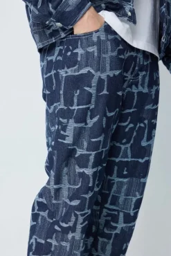 Ensemble veste et pantalon en jean à motif