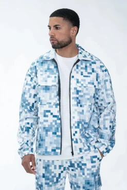 Ensemble veste et pantalon à motifs géométrique