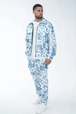 Ensemble veste et pantalon à motifs géométrique