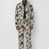 Ensemble veste pantalon à motif feuillage