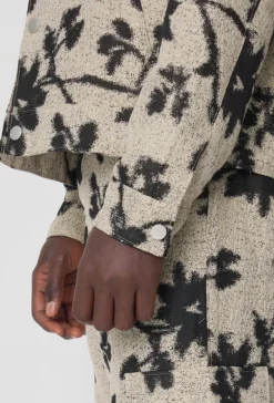 Ensemble veste pantalon à motif feuillage