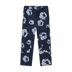 Ensemble veste pantalon en jean fleurie