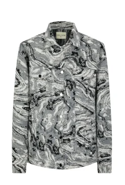 Ensemble veste pantalon oversized à motifs abstraits. veste sans capuc