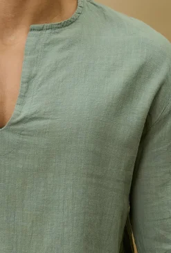 Haut décontractée col v effet lin