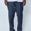 Jean large à motifs damier avec fentes