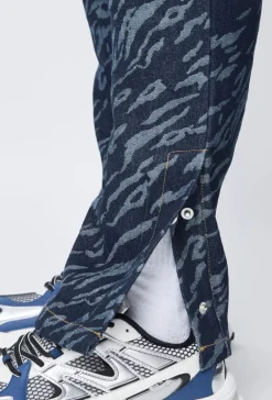 Jean large à motifs damier avec fentes