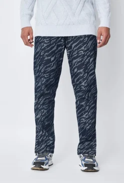 Jean large à motifs damier avec fentes