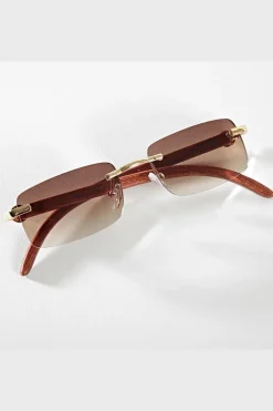Lunettes de soleil rectangulaires sans monture