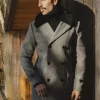 Manteau boutonné col à fourrure