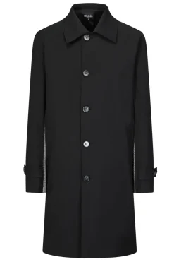 Manteau trench droit à empiècement à carreaux