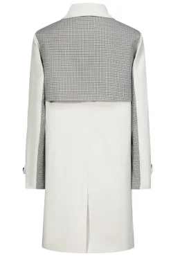 Manteau trench droit à empiècement à carreaux