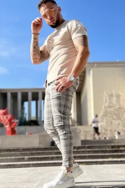 Pantalon à carreaux slim