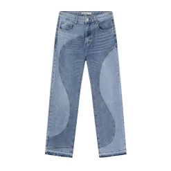 Pantalon bi-couleur en jean coupe large