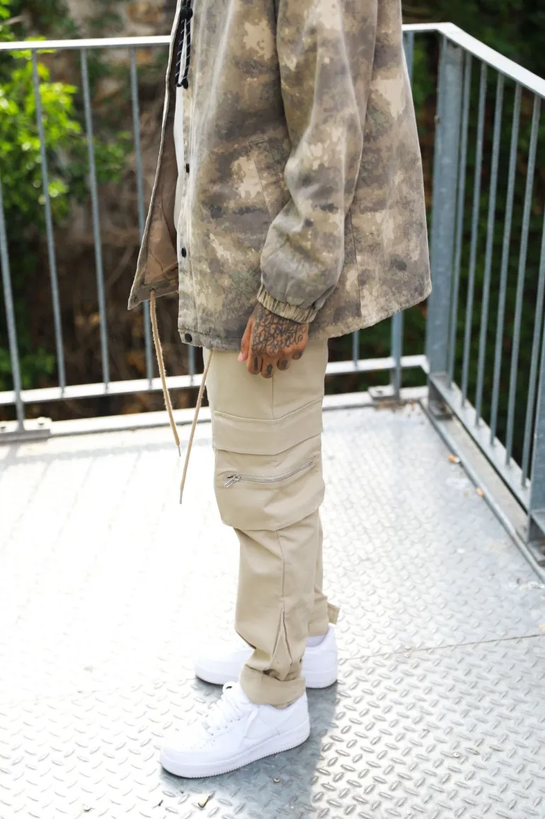 Pantalon cargo jogger avec détail zippé