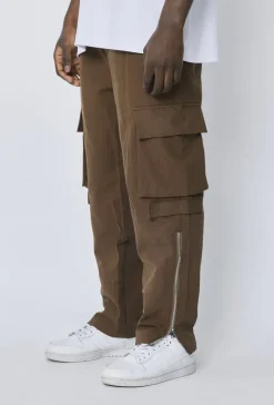 Pantalon cargo toile à fentes zippées