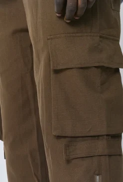 Pantalon cargo toile à fentes zippées