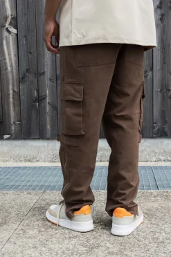 Pantalon cargo toile à fentes zippées