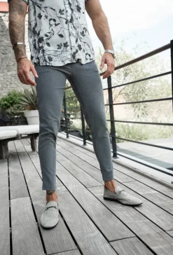 Pantalon chino classique chiné