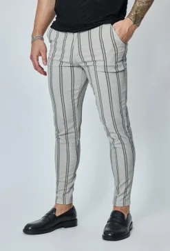 Pantalon classique à rayures stretch