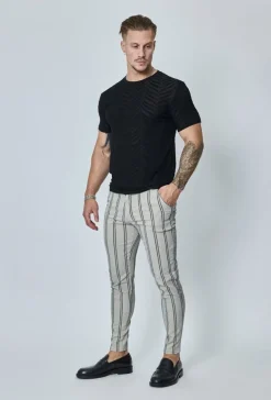 Pantalon classique à rayures stretch
