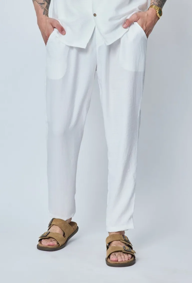 Pantalon décontractée effet lin