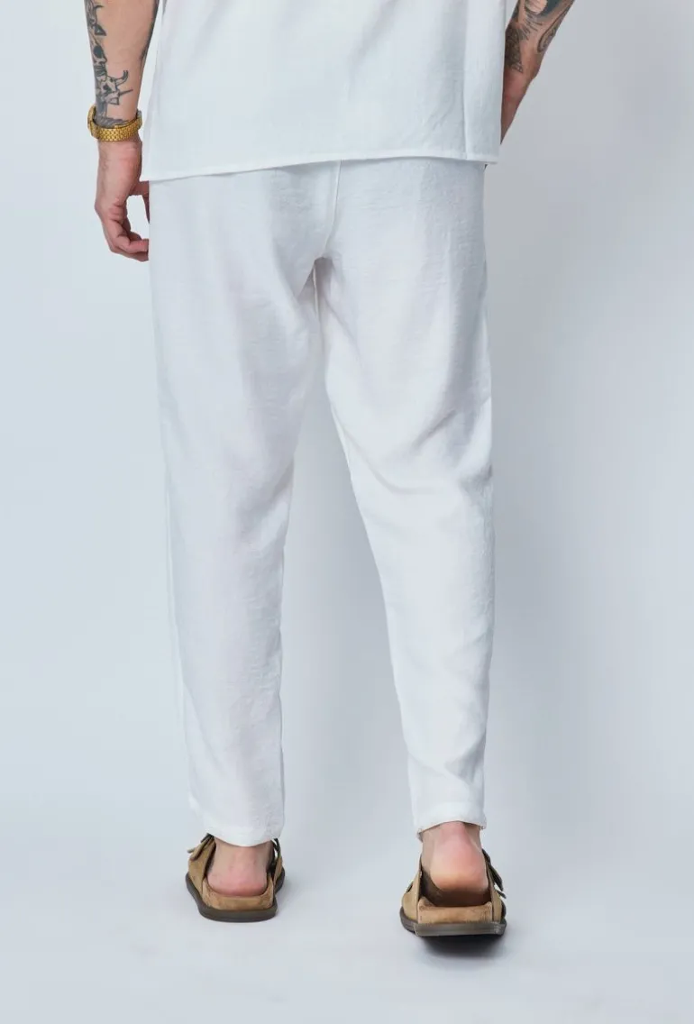 Pantalon décontractée effet lin