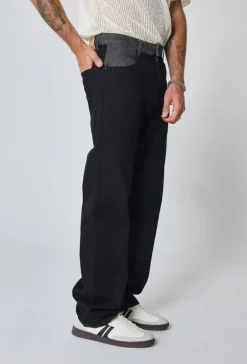 Pantalon en jean bi couleur coupe droite