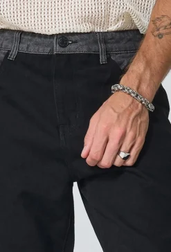 Pantalon en jean bi couleur coupe droite