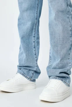Pantalon en jean bi couleur coupe droite